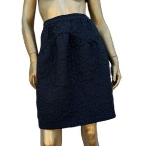 Zara Kids Black floral embroidered quilted A-Line Skirt size 11-12 22-28 waist